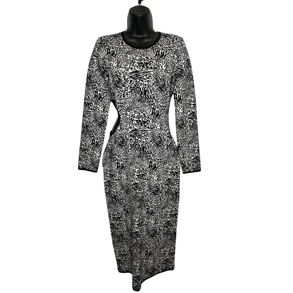 Sergio Hudson x Target side cutout animal print long sleeved sweater dress sz S